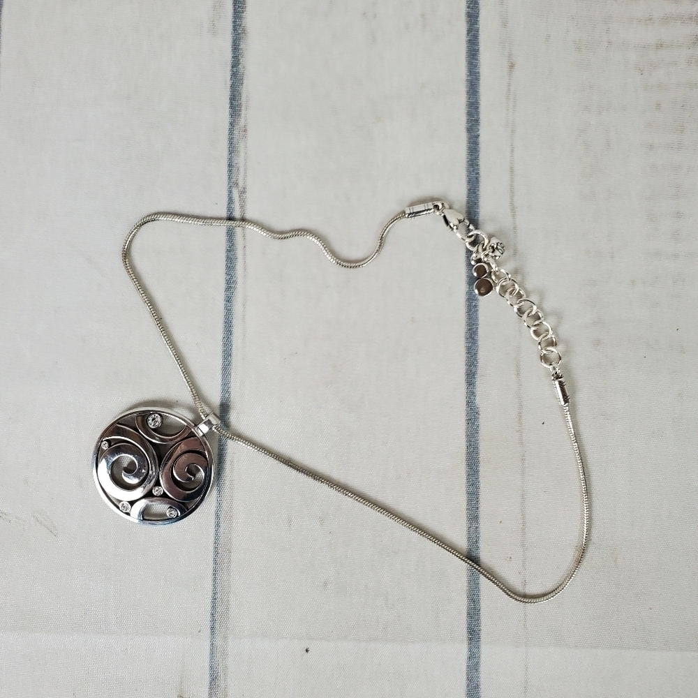 Vintage Brighton London Groove Neckline Large Circle Silver Plated Retired